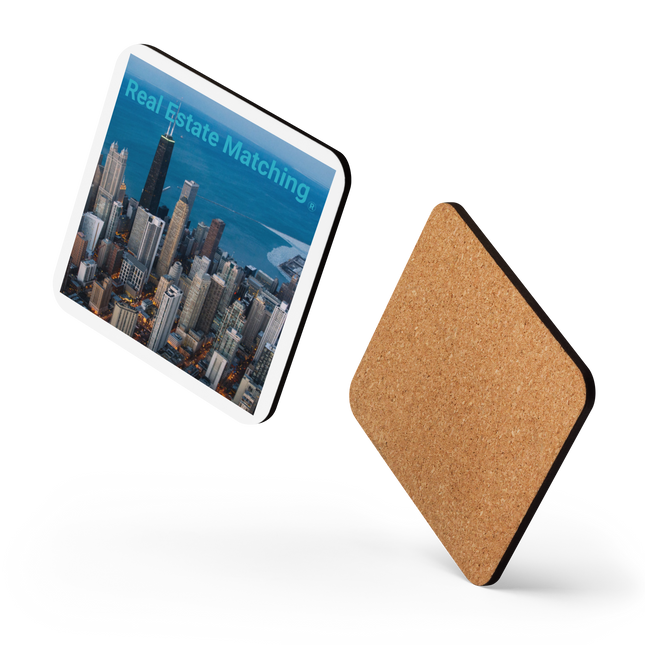 Beutiful Sinari Cork-back coaster with Real Estate Matching Logo