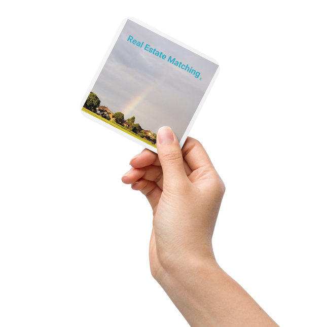 The Rainbow Sinari Cork-back coaster with Real Estate Matching Logo