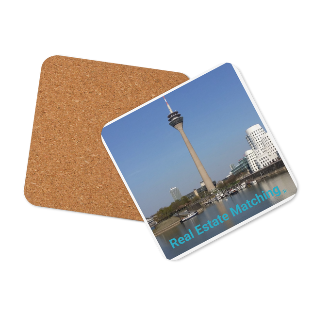 Lovely Sinari Cork-back coaster with Real Estate Matching Logo