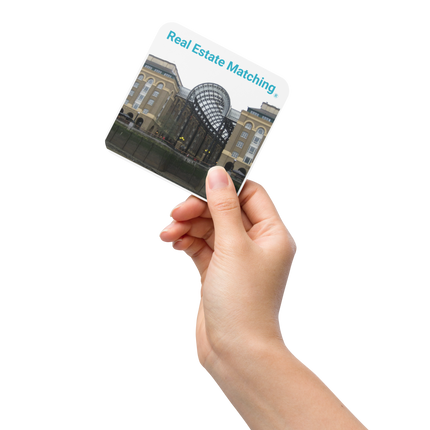 Hay's Galleria Cork-back coaster with Real Estate Matching Logo