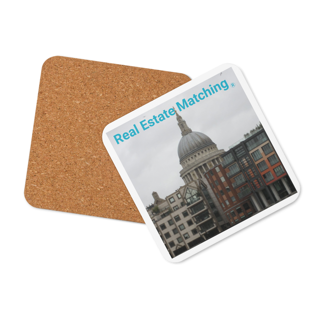 St. Paul's Cathedral Cork-back coaster with Real Estate Matching Logo