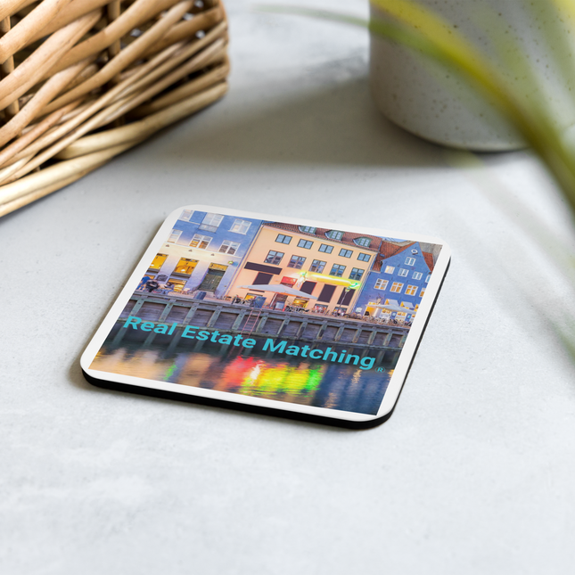 Nyhavn Cork-back coaster with Real Estate Matching Logo