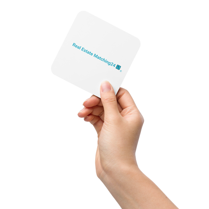 Cork-back coaster with Real Estate Matching24 Logo