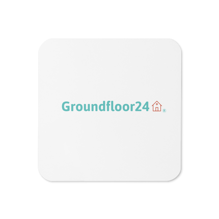 Cork-back coaster with Groundfloor24 Logo