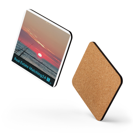 Beutiful Cork-back coaster with Real Estate Matching24 Logo