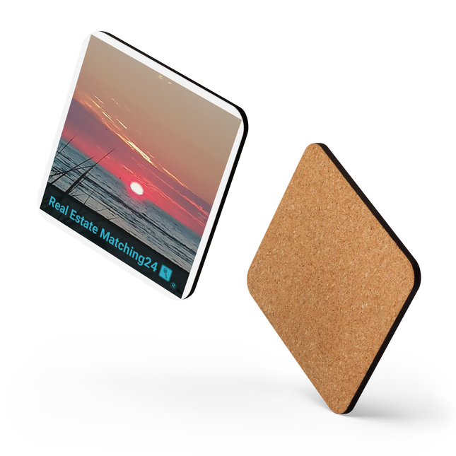 Beutiful Cork-back coaster with Real Estate Matching24 Logo