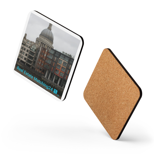 St. Paul's Cathedral Cork-back coaster with Real Estate Matching24 Logo