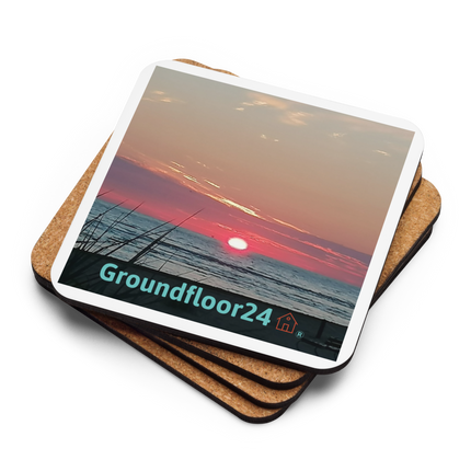 Beutiful Cork-back coaster with Groundfloor24 Logo