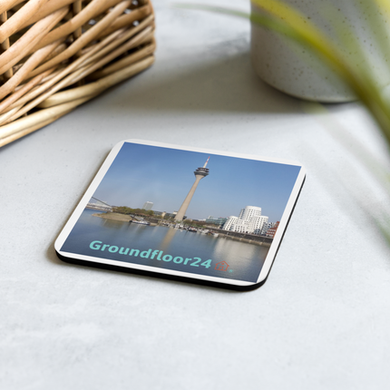 Lovely Sinari Cork-back coaster with Groundfloor24 Logo