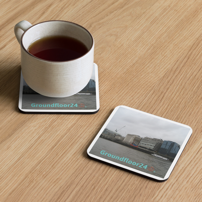 Beautiful Place Cork-back coaster with Groundfloor24 Logo
