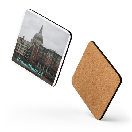 St. Paul's Cathedral Cork-back coaster with Groundfloor24 Logo