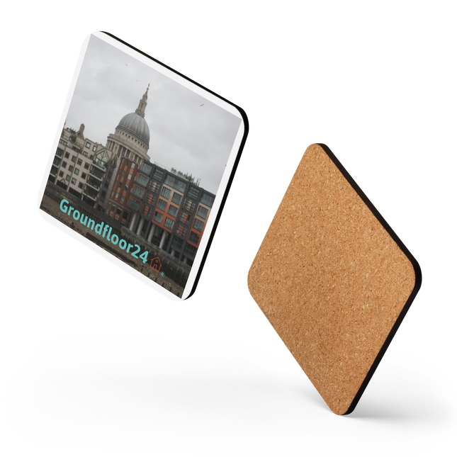 St. Paul's Cathedral Cork-back coaster with Groundfloor24 Logo