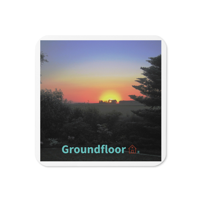 Beautiful Sunset Sinari Cork-back coaster with Groundfloor with House Logo