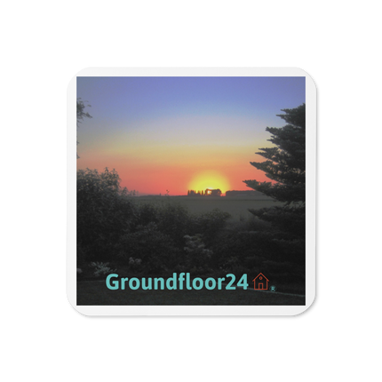 Beautiful Sunset Sinari Cork-back coaster with Groundfloor24 with House Logo