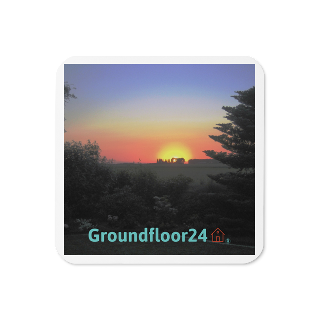 Beautiful Sunset Sinari Cork-back coaster with Groundfloor24 with House Logo