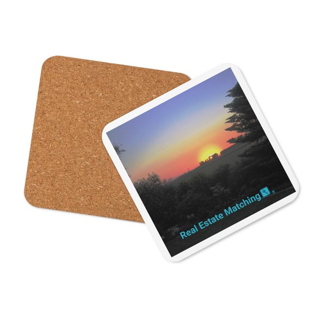 Beautiful Sunset Sinari Cork-back coaster with realestatematching with key Logo
