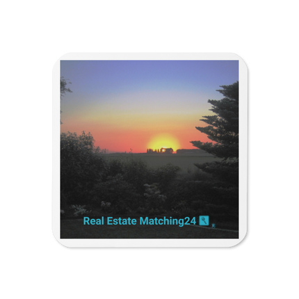 Beautiful Sunset Sinari Cork-back coaster with realestatematching24 with key Logo