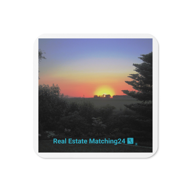 Beautiful Sunset Sinari Cork-back coaster with realestatematching24 with key Logo