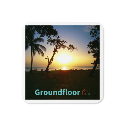 Beautiful Sea View Cork-back coaster with Groundfloor with House Logo