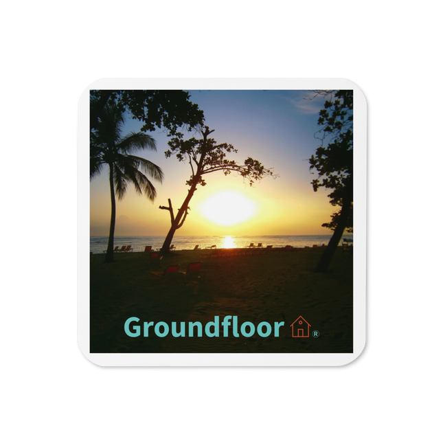 Beautiful Sea View Cork-back coaster with Groundfloor with House Logo