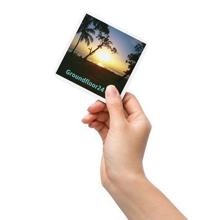 Beautiful Sea View Cork-back coaster with Groundfloor24 with House Logo