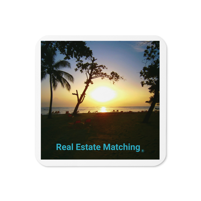 Beautiful Sea View Cork-back coaster with realestatematching without key Logo