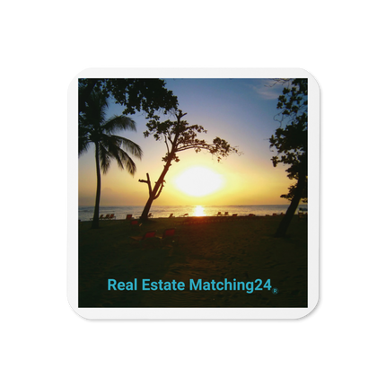 Beautiful Sea View Cork-back coaster with realestatematching24 without key Logo