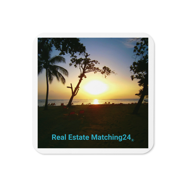 Beautiful Sea View Cork-back coaster with realestatematching24 without key Logo