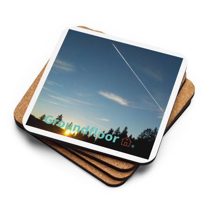 Attractive Sinari Cork-back coaster with Groundfloor with House Logo