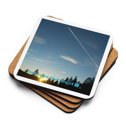 Attractive Sinari Cork-back coaster with realestatematching24 with key Logo