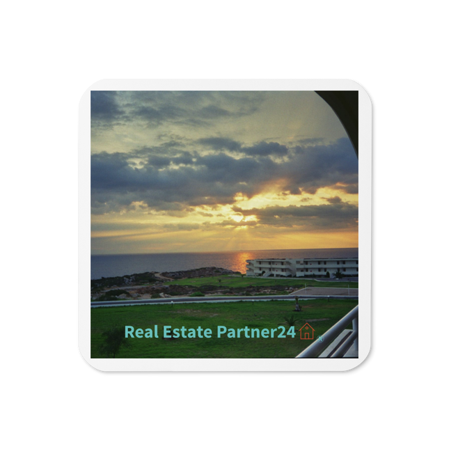Natural View Cork-back coaster with realestatepartner24 with house Logo