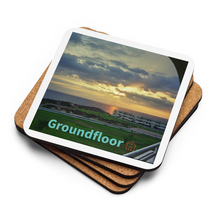 Natural View Cork-back coaster with Groundfloor with House Logo