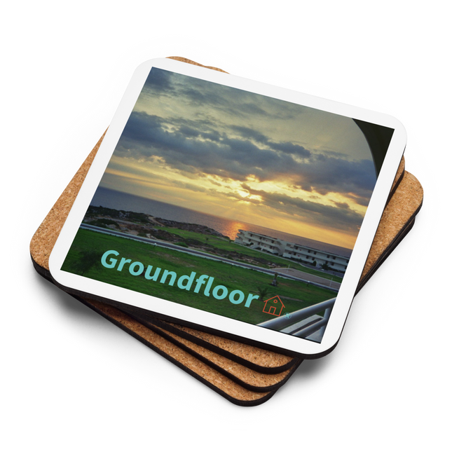 Natural View Cork-back coaster with Groundfloor with House Logo