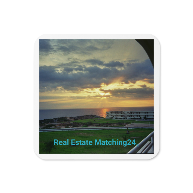 Natural View Cork-back coaster with realestatematching24 without key Logo