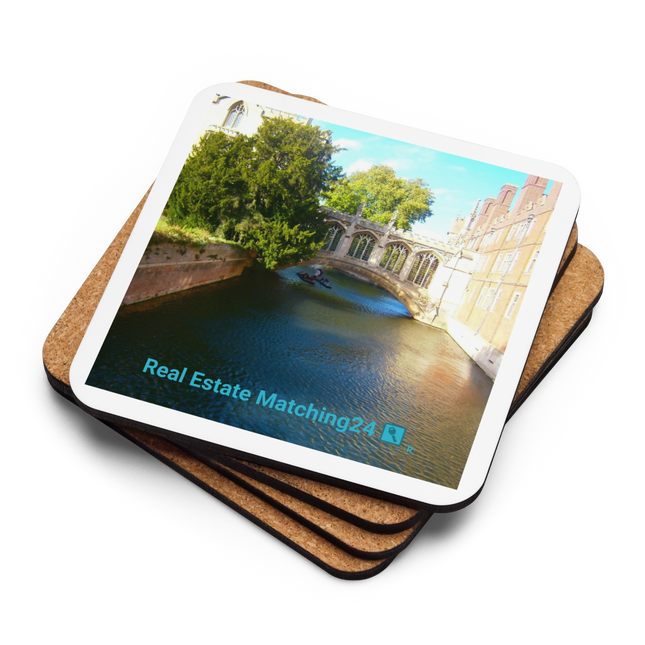 Beautiful Canel Cork-back coaster with realestatematching24 with key Logo