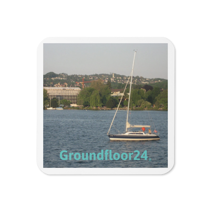 Boat on the River Cork-back coaster with Groundfloor24 without House Logo