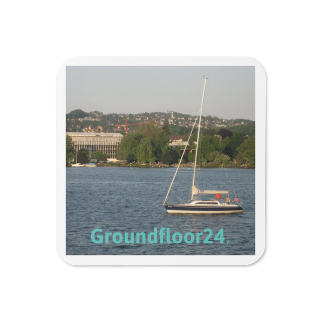 Boat on the River Cork-back coaster with Groundfloor24 without House Logo