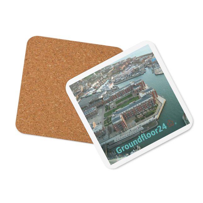 Nice City Cork-back coaster with Groundfloor24 with House Logo