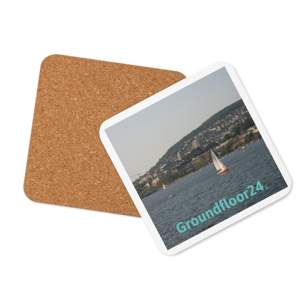 Beautiful River & Hills Sinari Cork-back coaster with Groundfloor24 without House Logo