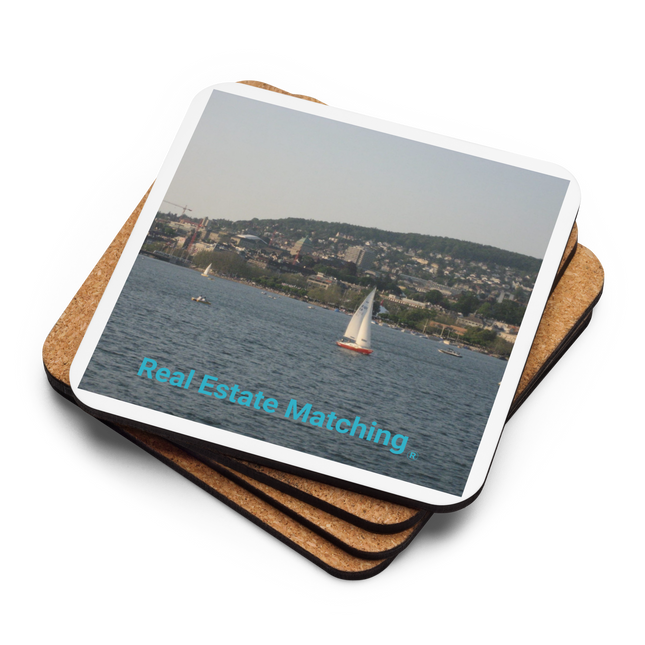 Beautiful River & Hills Sinari Cork-back coaster with realestatematching without key Logo