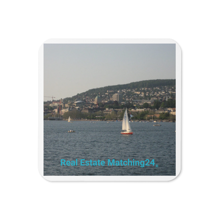 Beautiful River & Hills Sinari Cork-back coaster with realestatematching24 without key Logo
