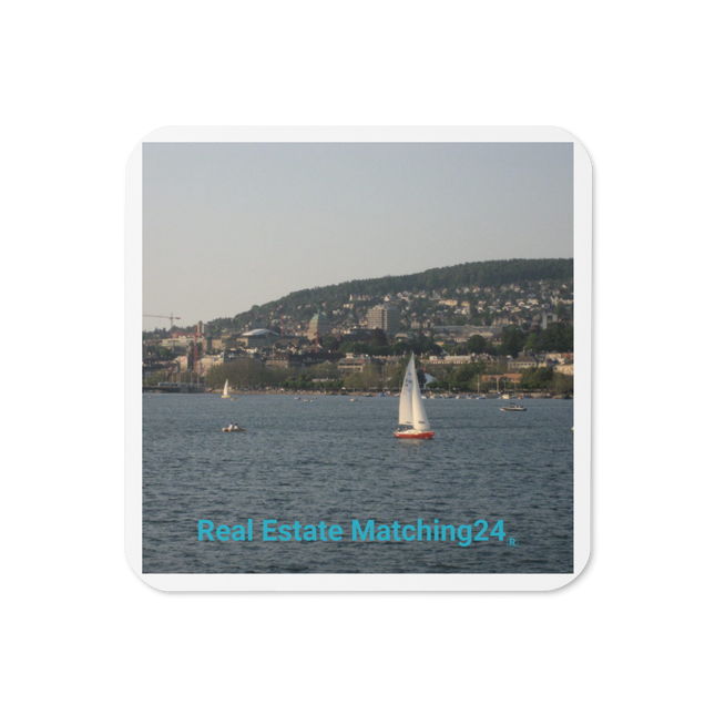 Beautiful River & Hills Sinari Cork-back coaster with realestatematching24 without key Logo