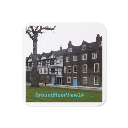 Beautiful Palace Cork-back coaster with groundfloorview24 with House Logo