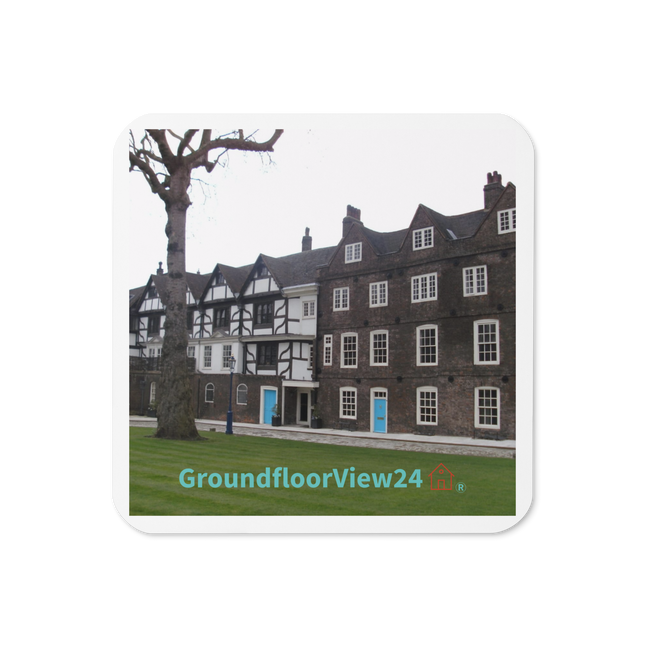 Beautiful Palace Cork-back coaster with groundfloorview24 with House Logo
