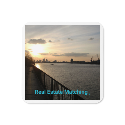 Awesome River View Cork-back coaster with realestatematching without key Logo
