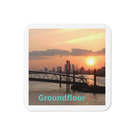 Evening Glow Cork-back coaster with Groundfloor with House Logo