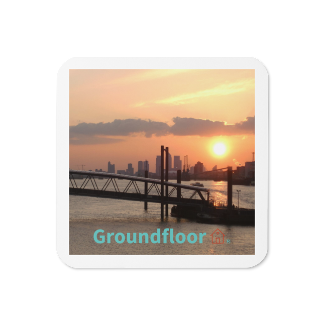 Evening Glow Cork-back coaster with Groundfloor with House Logo
