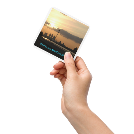 Majestic Sunset Cork-back coaster with realestatematching24 with key Logo
