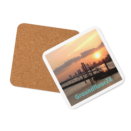 Evening Glow Cork-back coaster with Groundfloor24 without House Logo