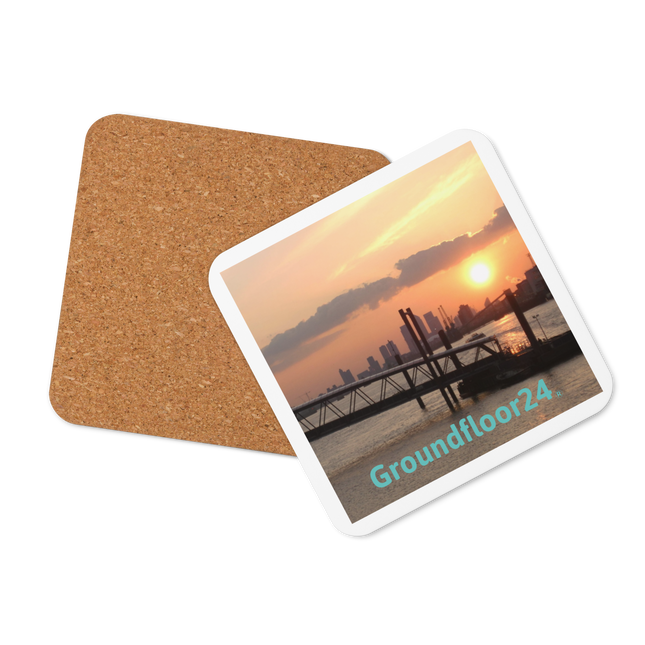 Evening Glow Cork-back coaster with Groundfloor24 without House Logo